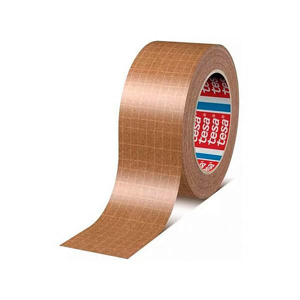 Tesa Pack 6 Rollos Papel Reforzado con Filamento de Fibra 50 mm x 25 mm  Marrón