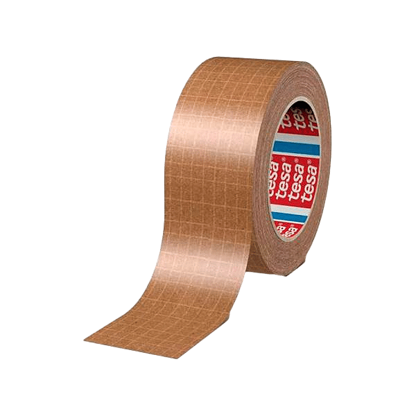 Tesa Pack 6 Rollos Papel Reforzado con Filamento de Fibra 50 mm x 25 mm  Marrón