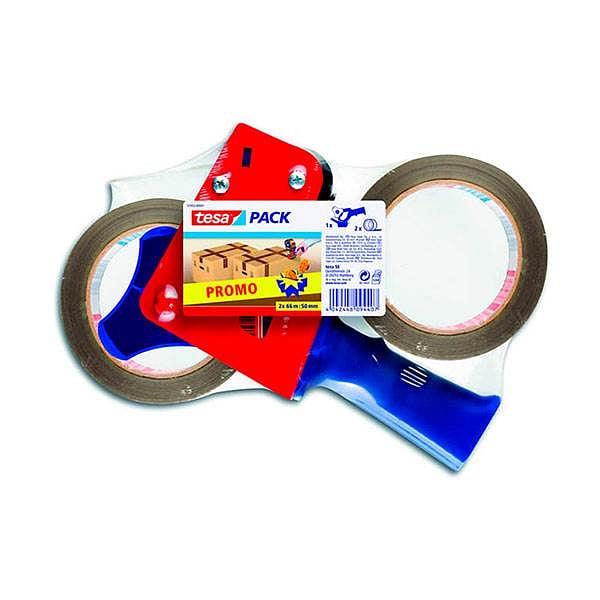 Tesa Precintadora manual  2 rollos polipropilento de 50 mm x 66 mm color marrón