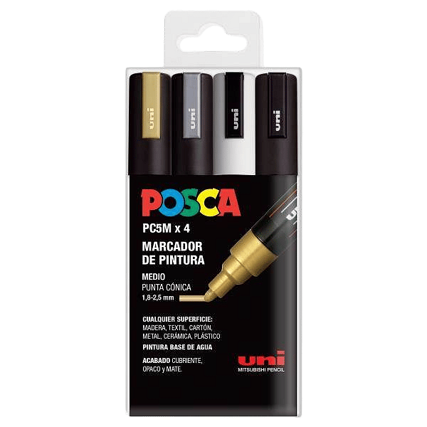 Rotuladores UniBall Posca  Estuche 4 marcadores PC5M GSWB 182634683
