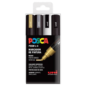 Rotuladores UniBall Posca  Estuche 4 marcadores PC5M GSWB 182634683