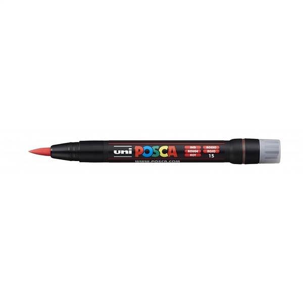 Posca PCF350 Marcador de Pintura  Punta Acrilica Estilo Pincel  Tinta Base al Agua  No Permanente  Resistente a la Luz  Inodoro  Ideal para Carteleria y Decoracion  Color Rojo