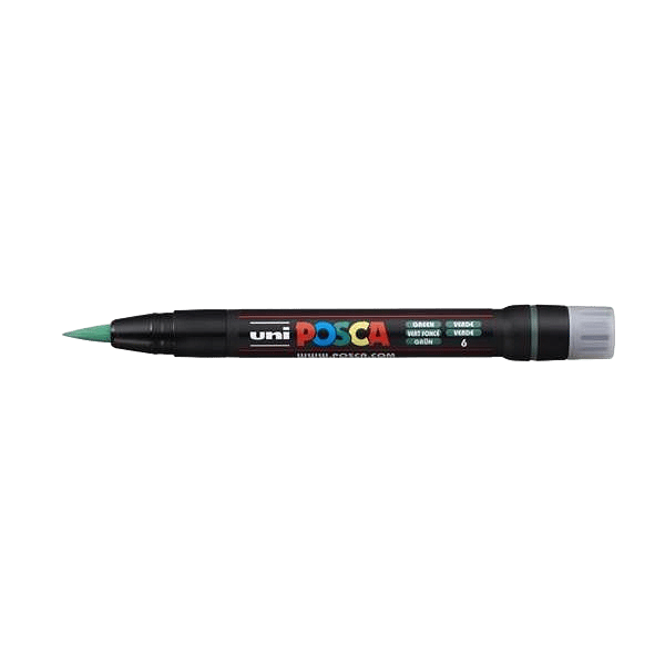 Posca PCF350 Marcador de Pintura  Punta Acrilica Estilo Pincel  Tinta Pigmentada Base al Agua  Resistente a la Luz  No Permanente  Color Verde