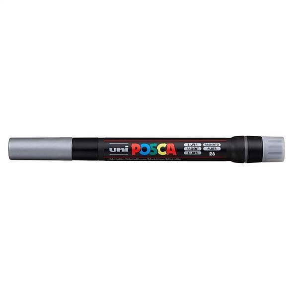 Posca PCF350 Marcador de Pintura  Punta Acrilica Estilo Pincel  Tinta Pigmentada Base al Agua  Resistente a la Luz  No Permanente  Ideal para Carteleria y Decoracion  Color Plata
