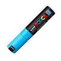 Posca PC-8KMarcador de Pintura - Punta Biselada Acrilica 8mm - Tinta Base al Agua - No Permanente - Resistente a la Luz - Ideal para Carteleria y Decoracion - Color Azul Claro