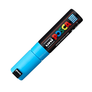 Posca PC8KMarcador de Pintura  Punta Biselada Acrilica 8mm  Tinta Base al Agua  No Permanente  Resistente a la Luz  Ideal para Carteleria y Decoracion  Color Azul Claro