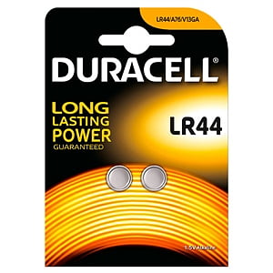 Duracell Pila Botón Alcalina LR44 15V 2 unidades