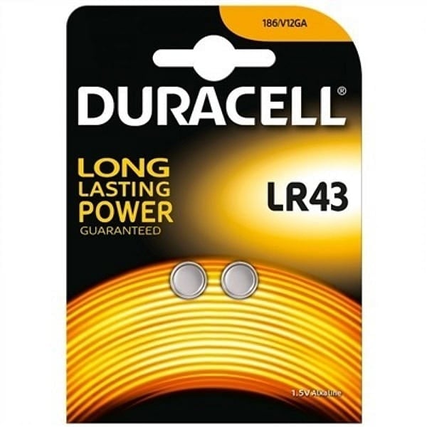 Duracell Pila Botón Alcalina LR43 15V 2 unidades