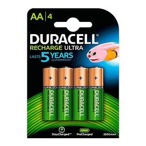 Duracell Pilas Recargables Recharge Ultra AA 2500mAh 4 uds
