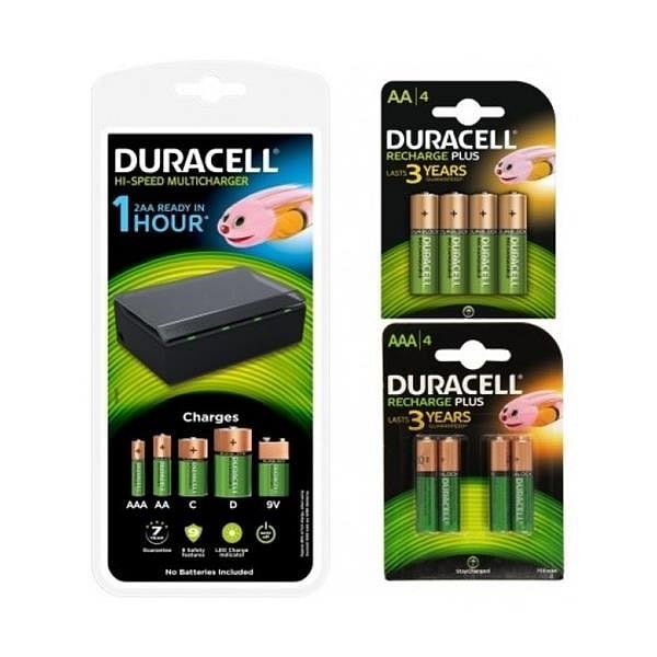 Duracell Pack Cargador  4 Pilas AA 1300mAh y 4 AAA 750mAh