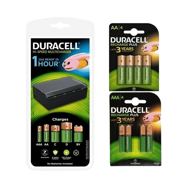 Duracell Pack Cargador  4 Pilas AA 1300mAh y 4 AAA 750mAh