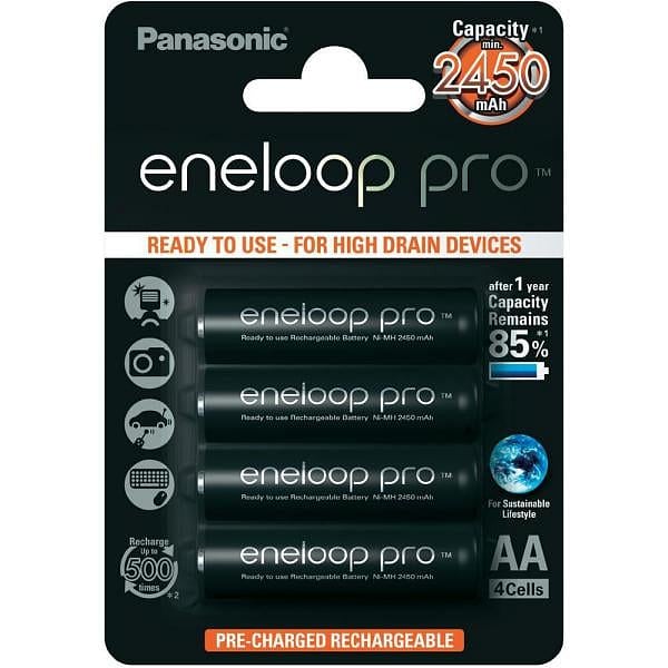Panasonic Eneloop Pro AA 2450mAh NiMH Pack 4  Pilas recargables