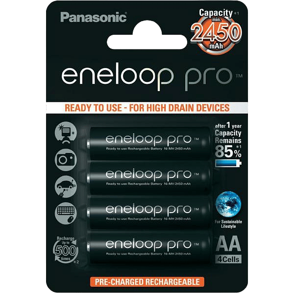 Panasonic Eneloop Pro AA 2450mAh NiMH Pack 4  Pilas recargables