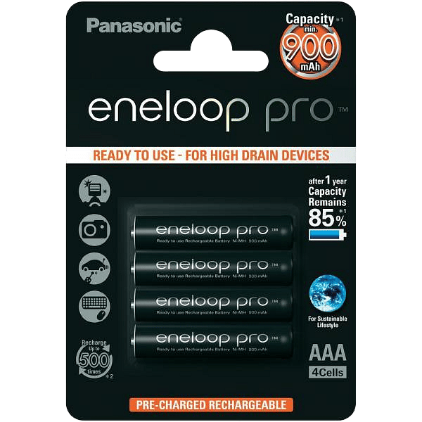 Panasonic Eneloop Pro AAA 900mAh NiMH Pack 4  Pilas recargables