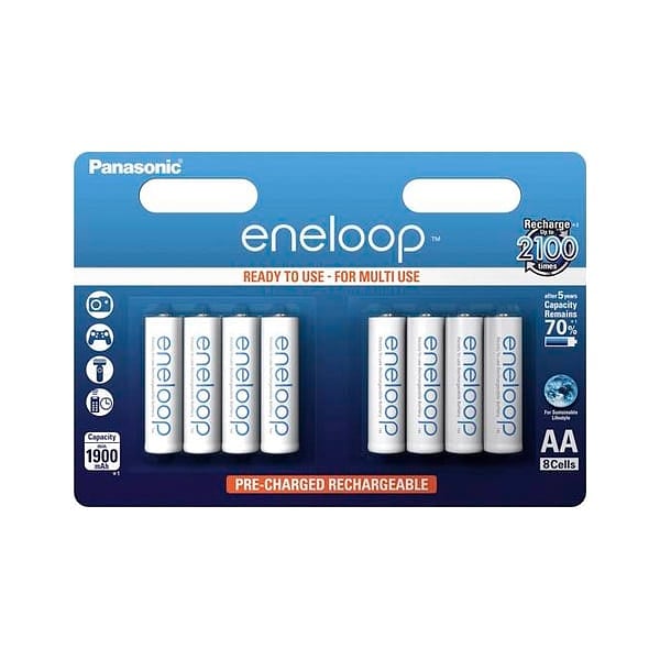 Panasonic Eneloop AA 1900mAh NiMH Pack 8  Pilas recargables
