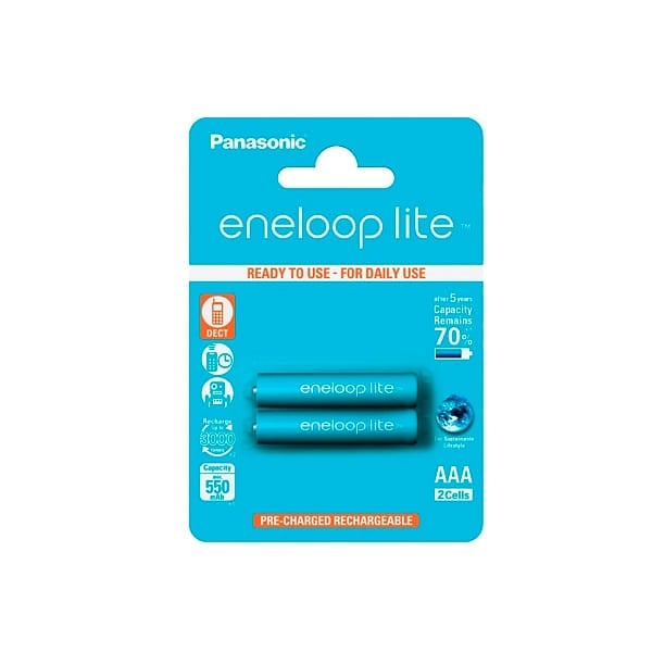 Panasonic Eneloop Lite AAA 550mAh NiMH Pack 2  Pilas recargables