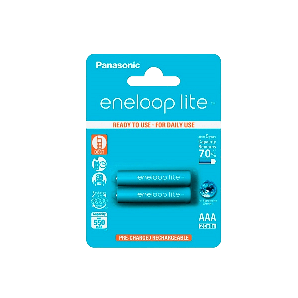 Panasonic Eneloop Lite AAA 550mAh NiMH Pack 2  Pilas recargables