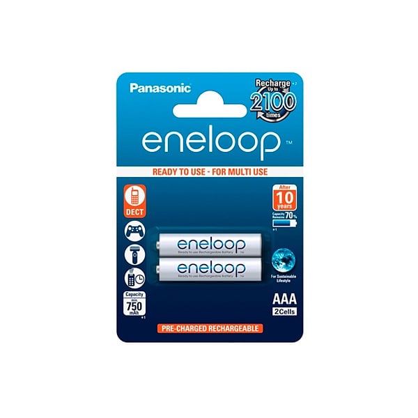 Panasonic Eneloop AAA 750mAh NiMH Pack 2  Pilas recargables