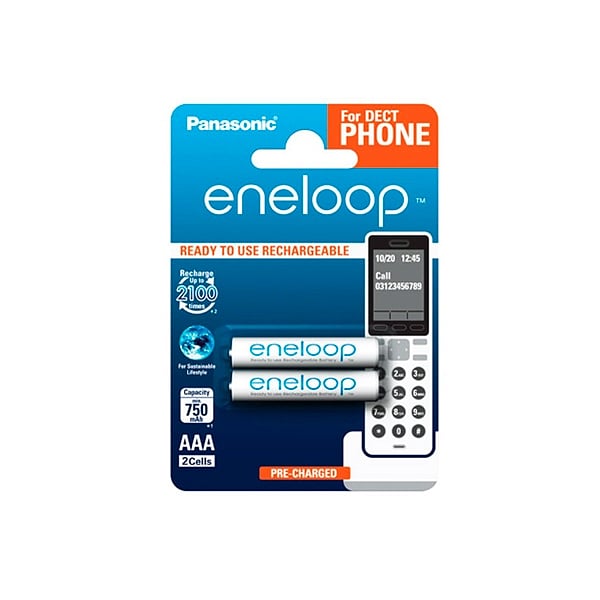 Panasonic Eneloop AAA 750mAh DECT x2  Pilas