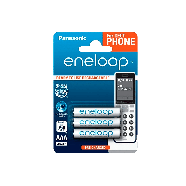 Panasonic Eneloop AAA 750mAh DECT x3  Pilas