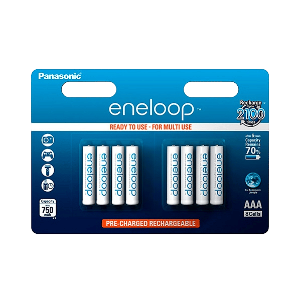 Panasonic Eneloop AAA 750mAh NiMH Pack 8  Pilas recargables