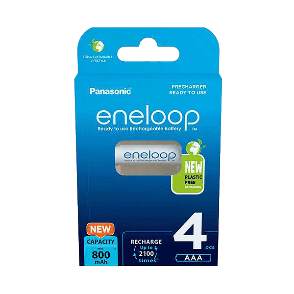 Panasonic Eneloop AAA  Pack de 4 pilas 800mAh  Pilas Recargables NIMH