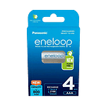Panasonic Eneloop AAA  Pack de 4 pilas 800mAh  Pilas Recargables NIMH