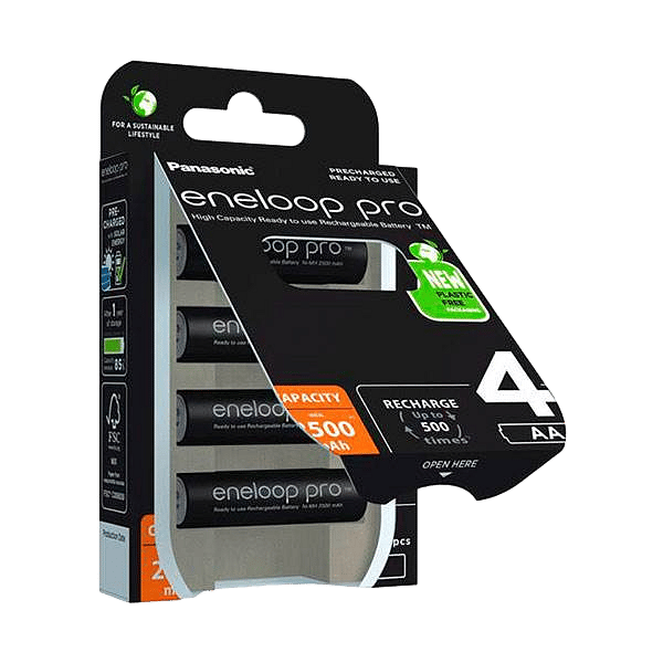 Panasonic Eneloop Pro AA  Pack de 4 pilas 2500mAh  Pilas Recargables NIMH