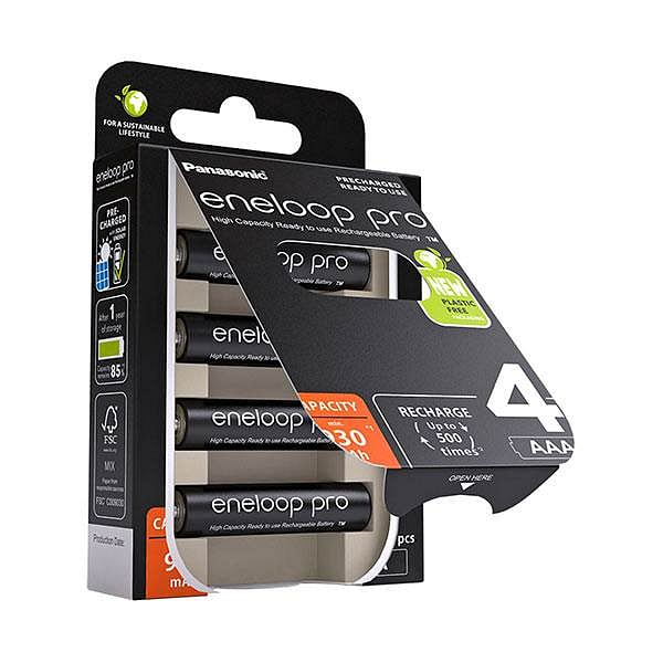 Panasonic Eneloop Pro AAA  Pack de 4 pilas 930mAh  Pilas Recargables NIMH