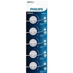 Blister Philips 5 pilas botón CR2032P501B Lithium 3V  Pilas