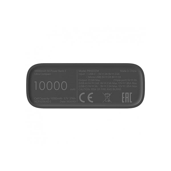 Xiaomi Mi Power Bank 3 Ultra Compact 10000mAh Black  Powerbank
