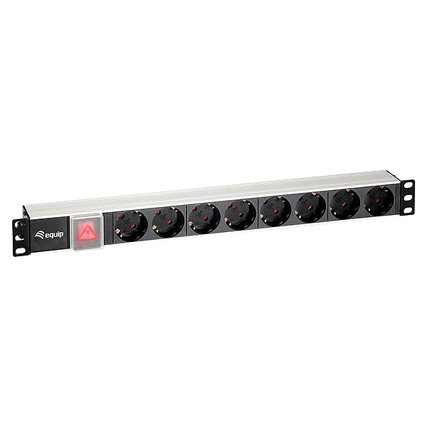 Equip 8 tomas DIN aluminio para rack 19 1U  Regleta