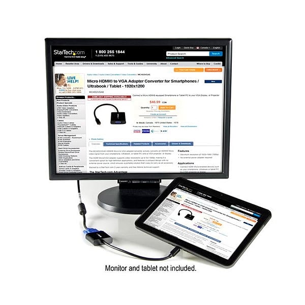 StarTechcom Adaptador Conversor Micro HDMI a VGA para Smart