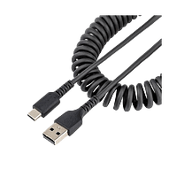 StarTech.com Cable 1m de Carga USB A a USB C, USB Tipo C Rizado USB 2.0