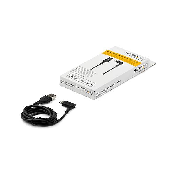 StarTechcom Cable USBA a Lightning Acodado de 1 m  Color Negro