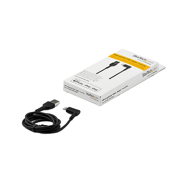 StarTechcom Cable USBA a Lightning Acodado de 1 m  Color Negro