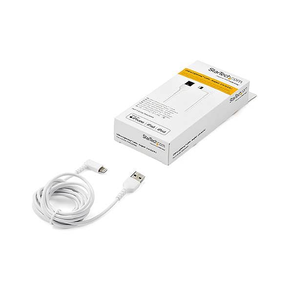 StarTechcom Cable USBA a Lightning Acodado de 2 m  Color Blanco