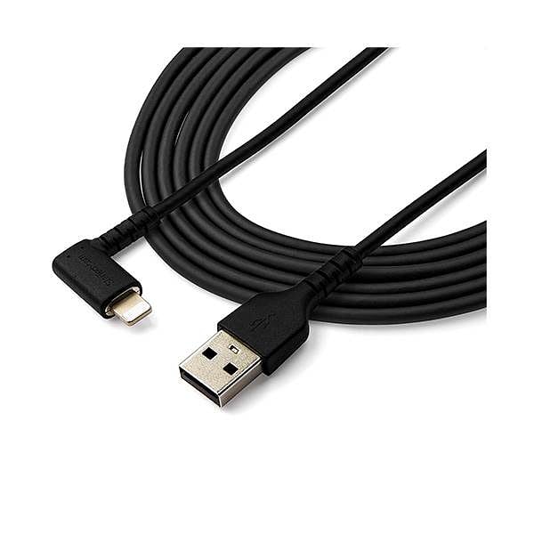 StarTechcom Cable USBA a Lightning Acodado de 2 m  Color Negro