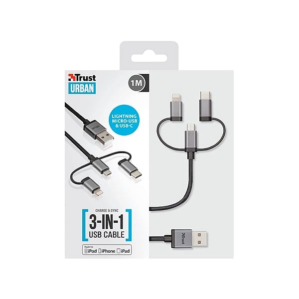 Titulo Trust 3 en 1 Micro USB a USBC 1m  Cable