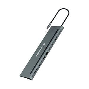 Conceptronic DONN17G 12in1 USB 32 Gen 1 Triple 4K Display 100W USB PD HDMI x 2 DisplayPort Gigabit LAN USBA 30 x 2 USBA 20 USBC Data SD TFMicroSD Audio  Docking Station