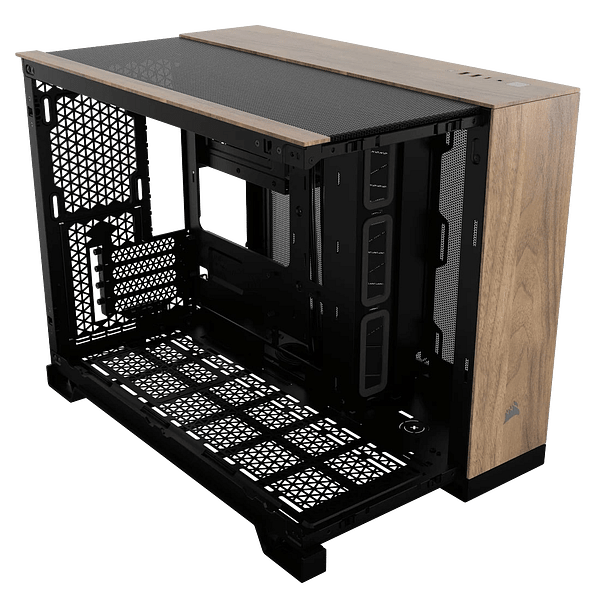 Corsair 2500x Doble  Caja MATX Cristal templado Negro  Nogal