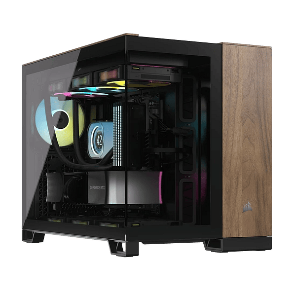 Corsair 2500x Doble  Caja MATX Cristal templado Negro  Nogal