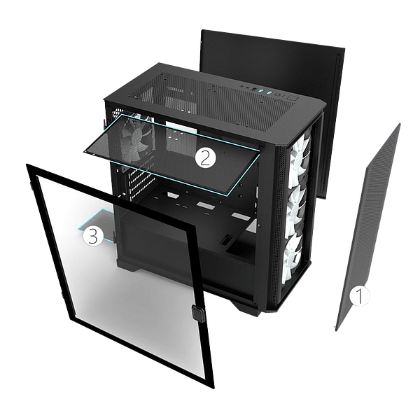 Montech AIR 100 ARGB  Caja Negra MATX Cristal Templado