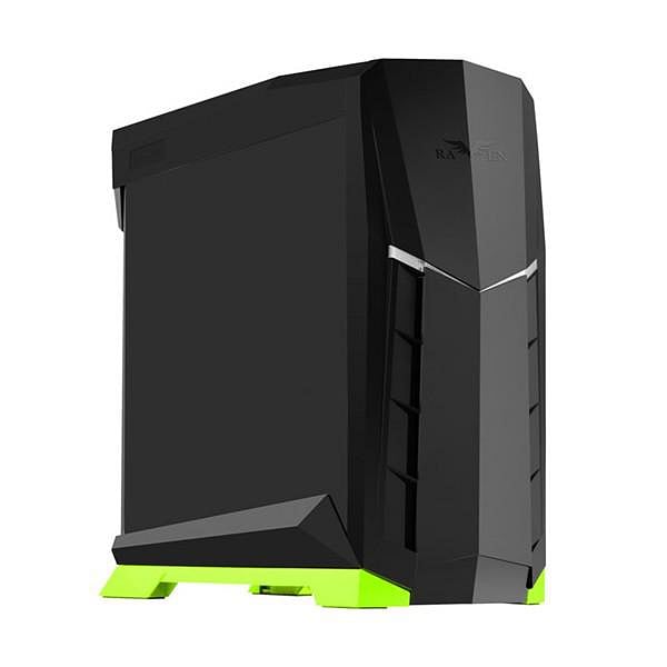 Silverstone Raven RVX01BVW negra y verde con ventana  Caja