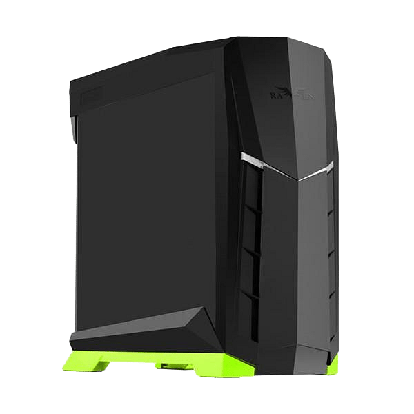 Silverstone Raven RVX01BVW negra y verde con ventana  Caja