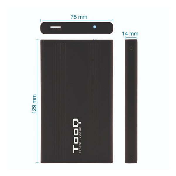 TooQ TQE2510B 25 SATA USB 20 Negra  Caja HDD