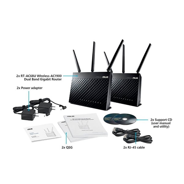 Asus RTAC68U AC1900 Pack de 2  Router
