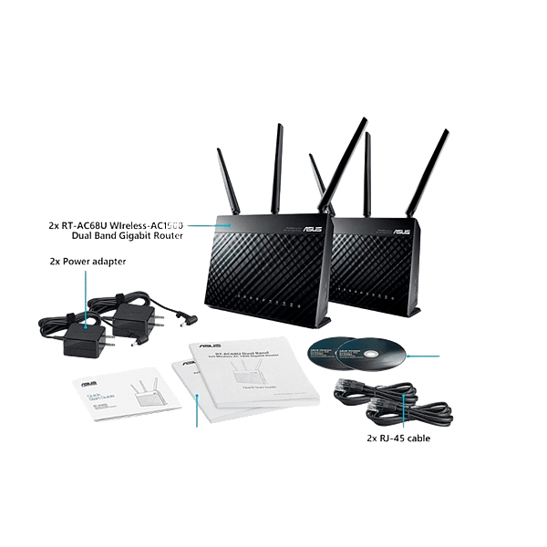 Asus RTAC68U AC1900 Pack de 2  Router