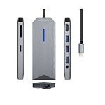 Aisens ASUC9P001GR  HDMI  3x USB  RJ45  Audio  Lector Tarjetas  USBC  MicroSD  USB Dock