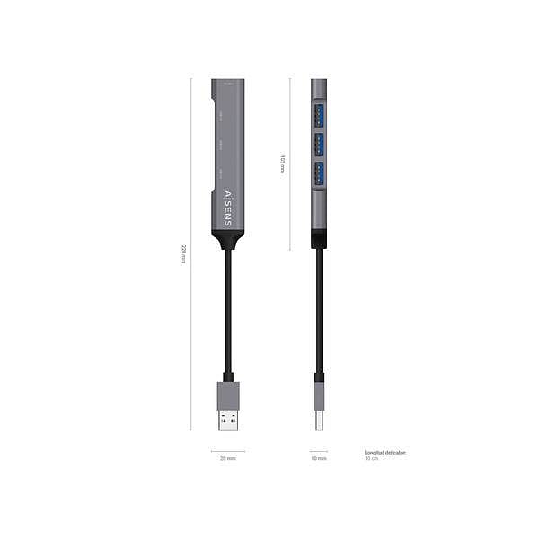 Aisens A1060540 4x USB Hub USB 30 10cm  Adaptador USB